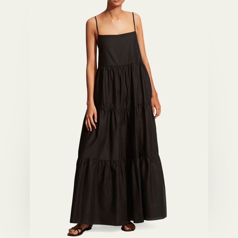 Matteau Tiered Low Back Maxi Dress Black sz4 US or Small/ sz2 AU